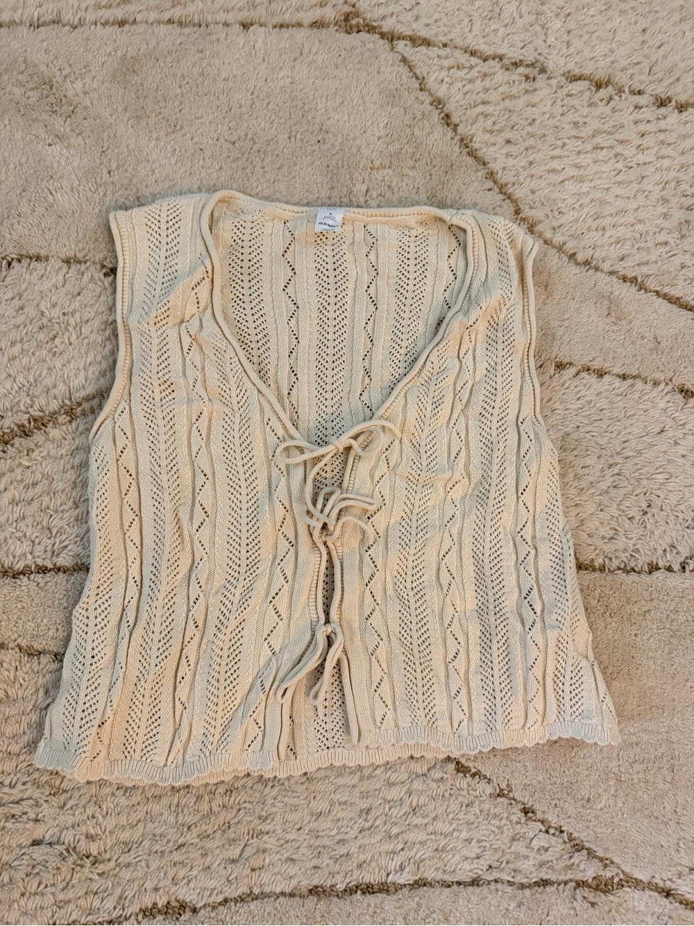 Old Navy Cream Knit Lace-Up Tank Vest